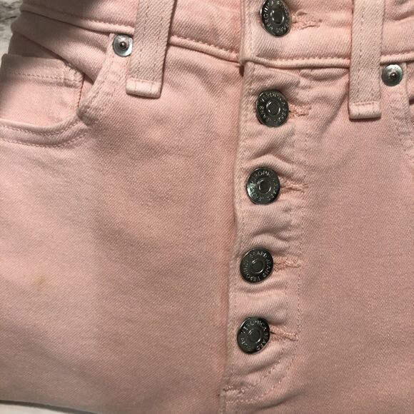 Veronica Beard Debbie Ankle Skinny High Rise Jeans 27 Button Fly Pink Stretch - Picture 3 of 14